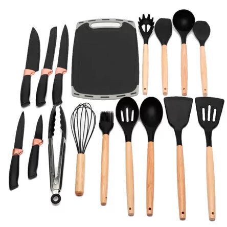 Kit Master Kitchen - 19 Peças de Útensílios de Cozinha em Silicone - Só HOJE com 50% de Desconto + Frete Grátis! Poucas Unidades!