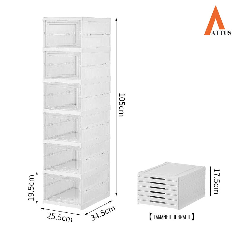 ShoeBox - Caixas Organizadoras para Calçados Empilhável, Dobrável e Respirável com 6 Divisórias l Somente HOJE Compre 1 e Leve 3 + Frete Grátis!